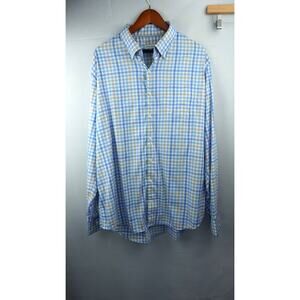 Men’s Peter Miller Blue and Brown Plaid Button up Sz XL